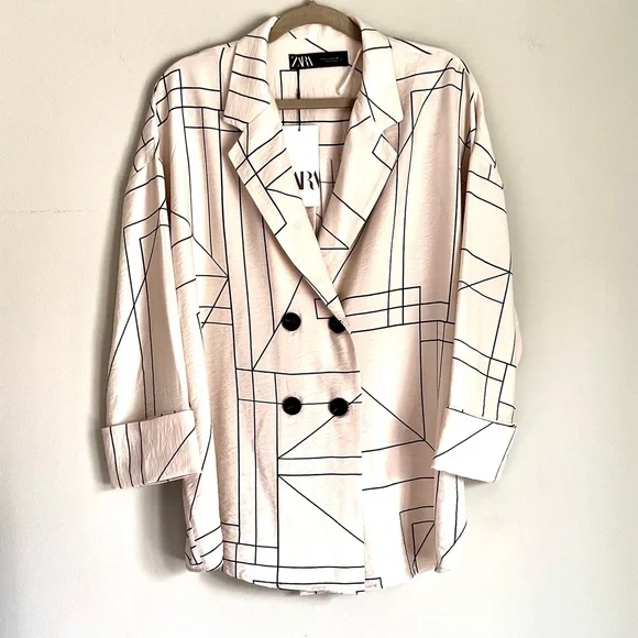 ZARA GEOMETRIC PRINT BLAZER - Picture 5 of 11